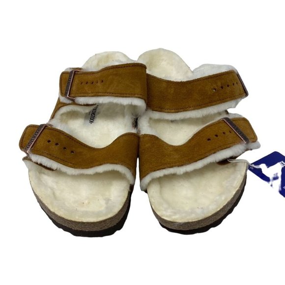 Birkenstock Arizona Sz 40/ Men's 7 Fur Lined Sandals Mink - Picture 4 of 10